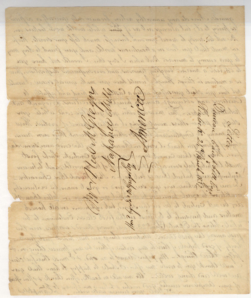 The last page of a four page letter from Duncan Campbell to Neil McGregor of 24 March 1832.