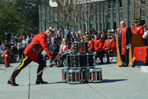 2016-03-31 RCMP Sergeant major Hall retrieving the old mace from the drumhead, Surrey BC (113)