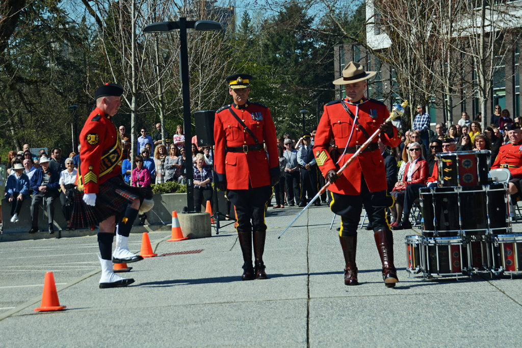 Sergeant Major Hall brings the new mace forward for the presentation, Surrey BC (131)