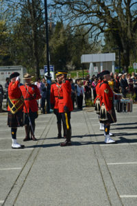 2016-03-31 Finishing the inspection of the "E" Division RCMP Pipes and Drums at the new mace ceremony, Surrey BC (90)