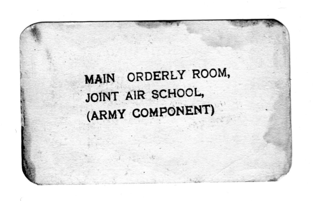 Canadian Parachute Badge card (back) issued to Canadian SAS Company member Tobias Jackman RALPH (photo courtesy of his son).