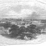 BRECHIN - An old etching from the Steven (Stevens) family souvenirs. c. 1855? Cathedral is on the far left. - Colin M. Stevens' family papers.