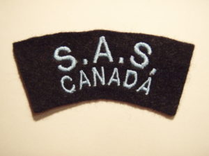 Canadian SAS Association Commemorative shoulder title with narrow letters and without border.