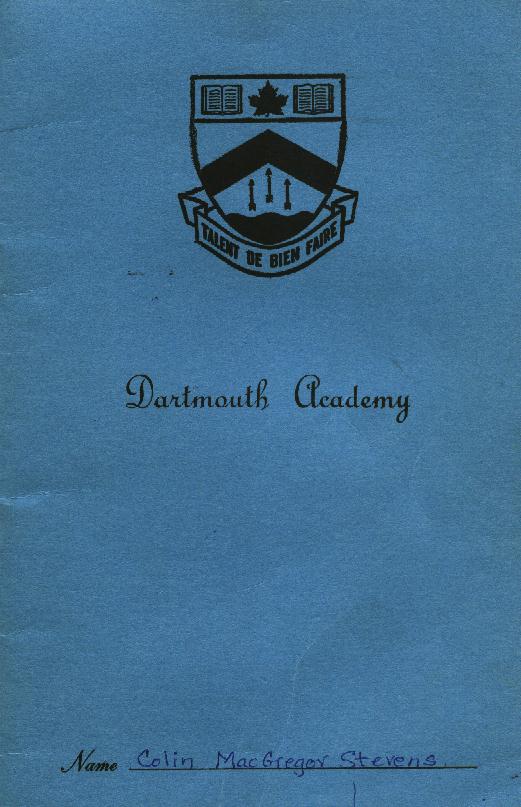 Dartmouth Academy Report Card - Cover- 1964