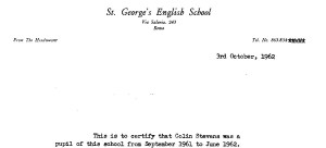 English School letterhead