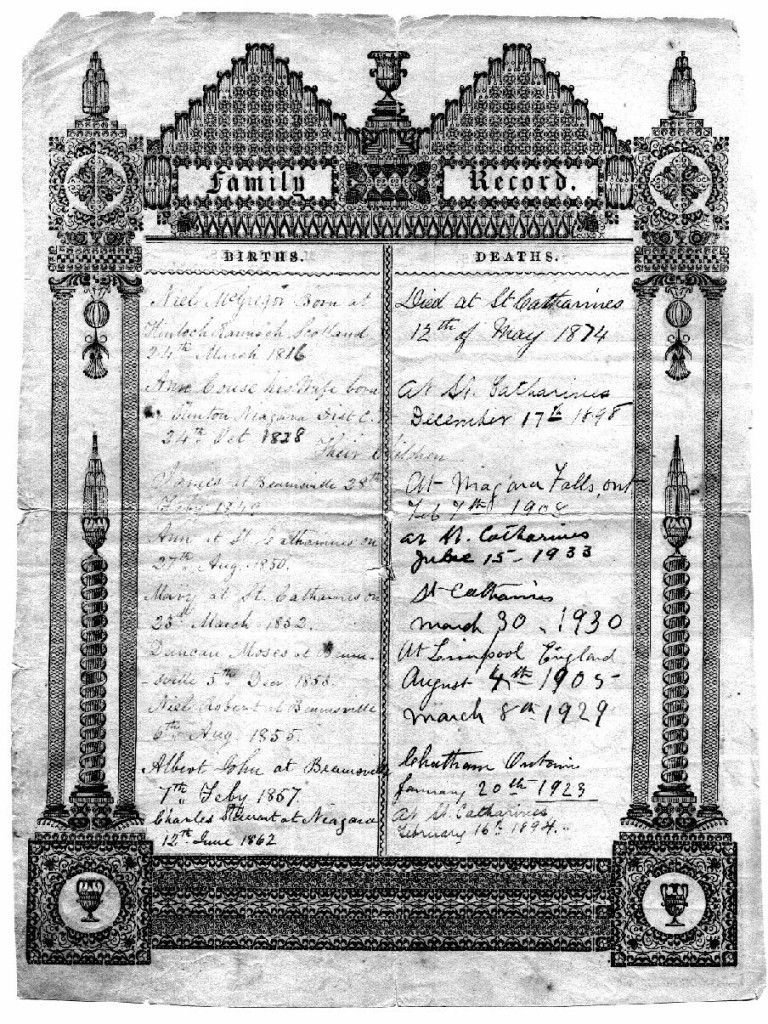 Macgregor_bible Births & Deaths (1 of 2 pages)