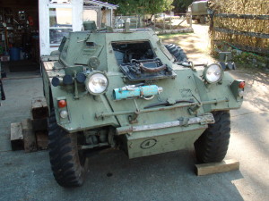 Ferret Scout Car Mark I, CAR 54-82598 - front, as found at Mill Bay, British Columbia, Canada.