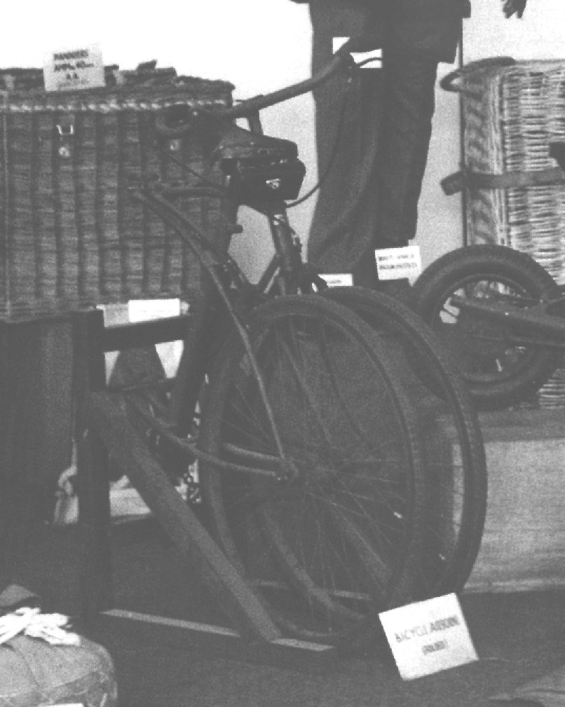 BSA Airborne Bicycle in a display of British Airborne Equipment done by the Royal Ordnance Corps in 1943 in England. (detail)