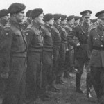 "C" Coy 1 Canadian Parachute Battalion and King George VI May 1944 Two snipers are in the front rank. Pte. Peter Braidwood (2nd from left) and Pte. Cliff Douglas (3rd from left)