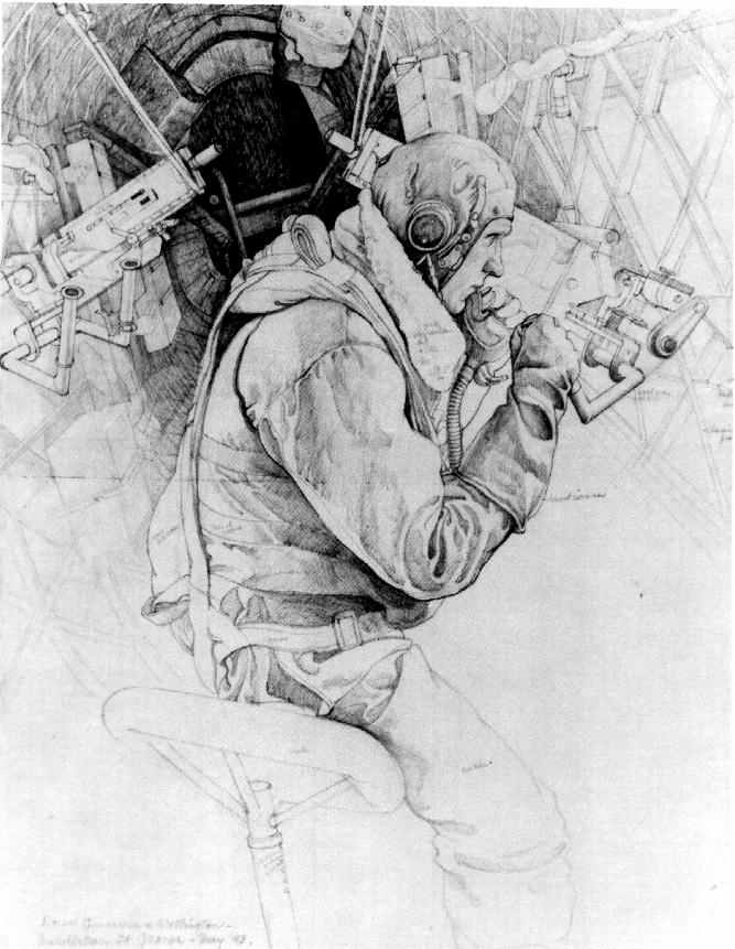 Paul Goranson Wimpey (Wellington bomber) waist gunner drawing