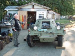 Ferret MK. I 54-82598 - Bob Carter, owner, with the Ferret at Mill Bay, BC.