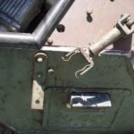 Ferret MK. I 54-82598 looking down onto the Browning MG base mount brace arm used when the gun was securing for driving.