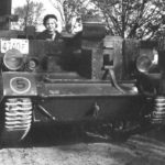 Universal Carrier Mark I shown in 1941 with a girl on board.