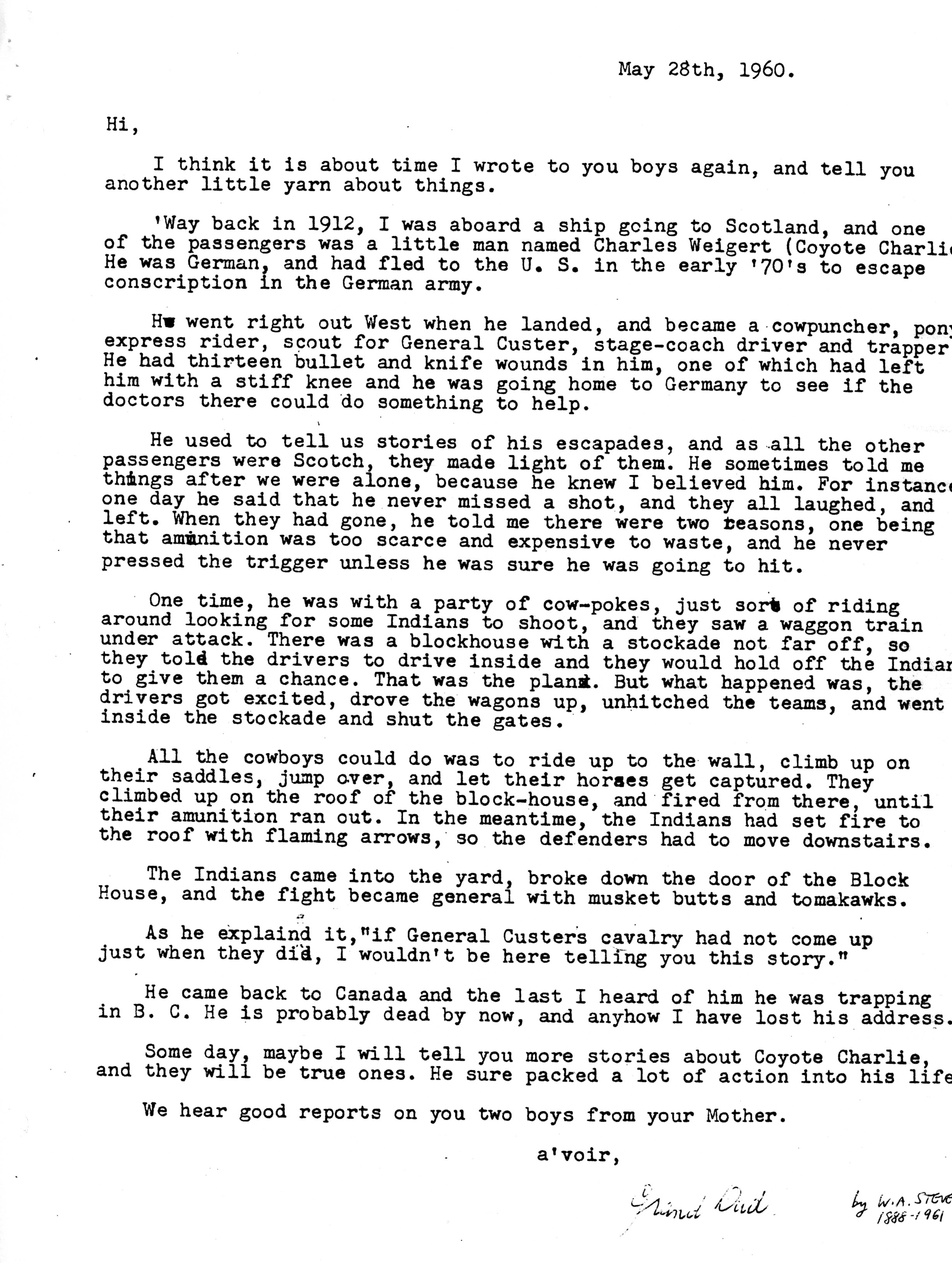 1960-05-28 Letters from Wm Arnott STEVENS