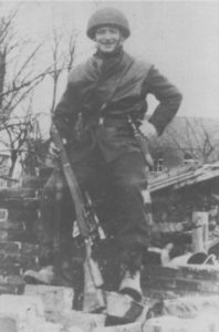 1 Cananadian Parachute Battalion sniper Pte. R. C. Rushton Roermond, Holland 1945. He has a "Killing Knife" on his left hip. It is an all-black version of the USMC Stiletto. (Out of the Clouds)