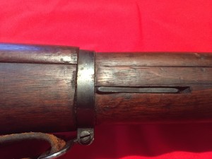 M1903A4 Lower band showing spring catch. Still blued as it left the factory.