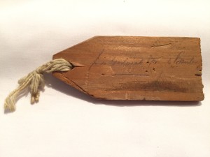 Luggage tag of Sir Frederick Banting from his fatal crash. Souvenir of Lieutenant A.H. Stevens, Lincoln and Welland Regiment.