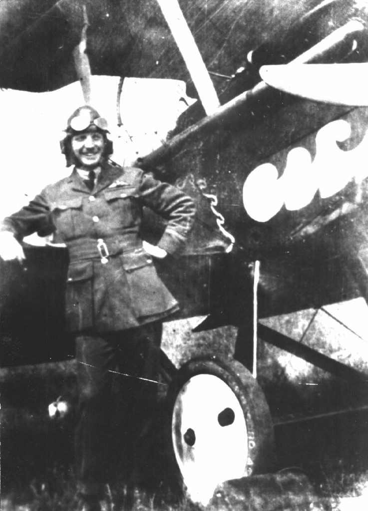 Flight Lieutenant Francis Vernon HEAKES, No. 1 Squadron, Royal Flying Corps, 1918 with his S.E.5a fighter aircraft