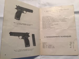French manual on Pistolet Automatique de 9mm MODELE 1950