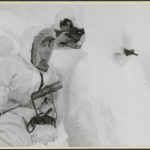 1944 Lovat Scouts training in Canada. Mountaineer A Findlay sniper; Mountaineer J MacLean observer. Jasper Alberta (L&AC MIKAN 4295693)