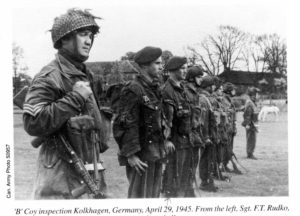 Canadian paratroopers lined up for inspection.