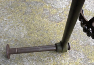 British Army BSA airborne bicycle, 2nd model, made circa 1943 serial number R37618 - Detail of left pedal in extended position for use.