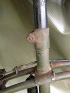 British Army BSA airborne bicycle, 2nd model, made circa 1943 serial number R37618 - Detail of seat post.