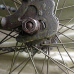 British Army BSA airborne bicycle, 2nd model, made circa 1943 serial number R37618 - Serial number on left side of frame where rear axle is attached. Note the "R" prefix.