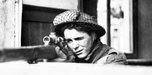 Looking at face of a Scottish sniper iWWII.