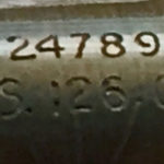 British Scout Regiment Telescope Mark II S. Detail of markings (lower portion) . Serial number 24789. Optical Stores number 126 G.A.