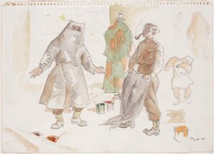 Sniper Experiments with Camouflage - outfits 1940 by YATES, Harold W © IWM (Art.IWM ART LD 1963)