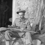 Sniper L Cpl A P Proctor, a sniper with 56 Div 24 Nov 1943 Italy Trials Highlander © IWM (NA 9026)