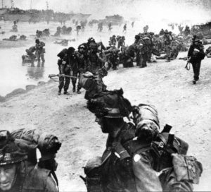 Sniper on D-Day 1944 JUN 6. Note cheek rest. Sword Beach (D-Day by Badsey p99)