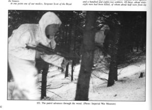 1945 JAN 14 - British 6th Airborne Division fighting patrol which includes a young sniper. Ardennes.