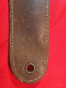 USMC Stiletto back of the scabbard showing the large grommet. . - Colin M Stevens' Collection