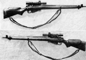 MK. I* (T) sniper rifle with Monte Carlo butt which has a rubber butt pad. No. 4 (T) British sniper rifle. WBSTTR - Shore 1948 fp 150 bottom