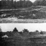 Upper view is of the firing points and lower view is of the butts on a British range constructed on a German field firing range in the summer of 1945. The main object was to get away from normal firing point construction and practice, yet not entirely interfere with the natural topography. WWII British snipers WBSTTR - Shore 1948 fp 326