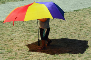 Fort Nisqually Brigade Days 2016 AUG (15) - An umbrella with legs.