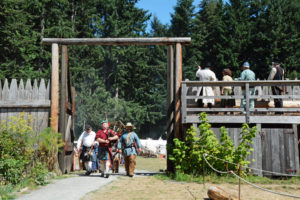 Fort Nisqually Brigade Days 2016 AUG (35) - The Fur Brigade entering Fort Nisqually.