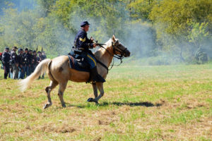 # 547 - Union Cavalry Sergeant on horseback races forward as part of a flanking harassment move.