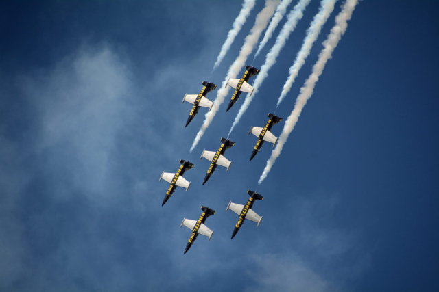 Breitling Aerobatic Team from Europe at the Hillsboro Air Show near Portland, Oregon in 2016.