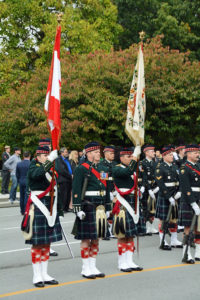 (36) Seaforth Colour Party out in friont of the Seaforth Armoury.