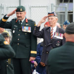 Taking the salute. Brigadier R. MacKenzie, OMM, CD and Lieutenant Colonel Dave Fairweather, CD. (Retired),