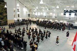 (90) Seaforth Pipes and Drums lead the marching off of the the parade.