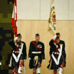 (145) Seaforth Colour Party marching into the parade.