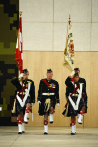 (145) Seaforth Colour Party marching into the parade.