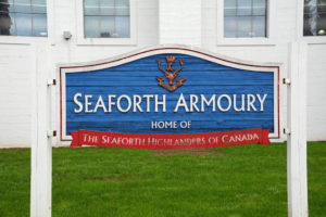 (276) Sign in front of the armoury.