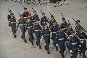 (337) Air Cadets marching with Lee-Enfield No. 4 MK.I* rifles at the slope.