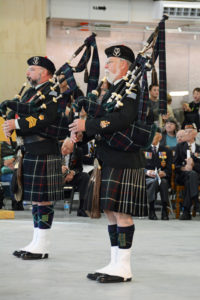 (459) Left is present Seaforth Pipe Major. On right is former Pipe Major.