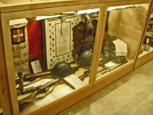 Case 6B Seaforth Museum in 2008. Italian items. 2" Mortar. CANLOAN tunic of Sandy Millar who was posted to the Imperial Seaforths in WWII.